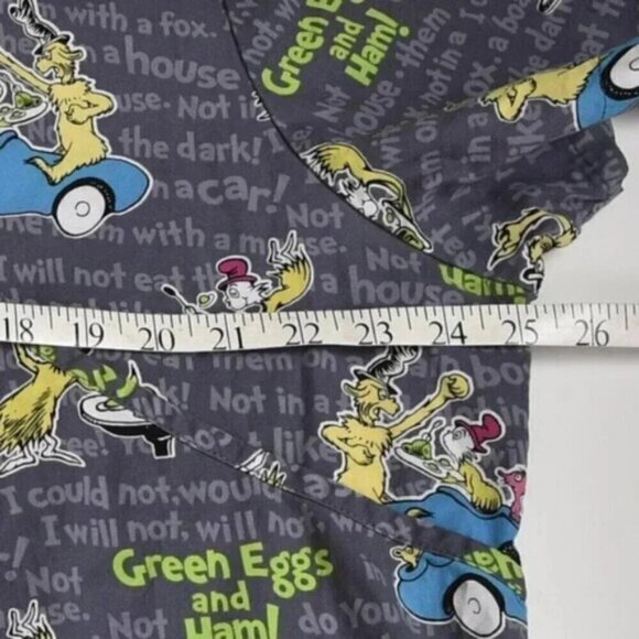 Dr. Seuss Green Eggs and Ham Scrub Top Shirt Gray Size XL - Picture 6 of 11